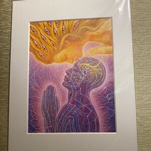 Alex Grey KISS OF THE MUSE print matted measurements 12 by 26 inches.